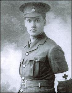 Nevinson with his Red Cross armband
